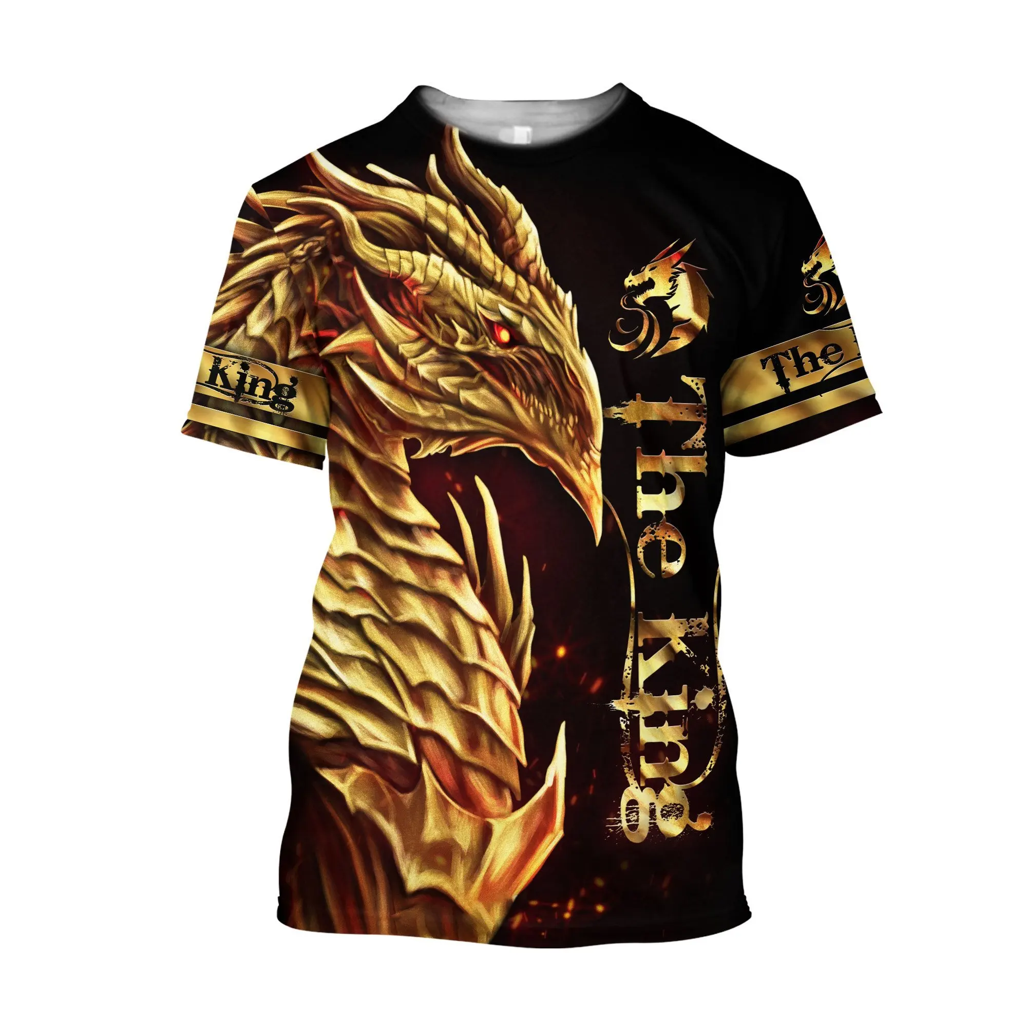 Camiseta de moda de verano para hombre, hermosa escamas de dragón rojo, estampado 3D completo, camiseta de manga corta Unisex, camisetas informales TX239 - imagen 4