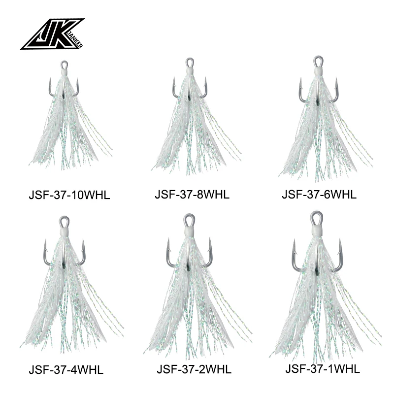 JK-JSF-WHL de pesca con pluma, gancho Tweeter de alambre de Metal, súper antioxidante, gancho de pesca con tres anclajes, suministros de pesca, nuevo - imagen 3