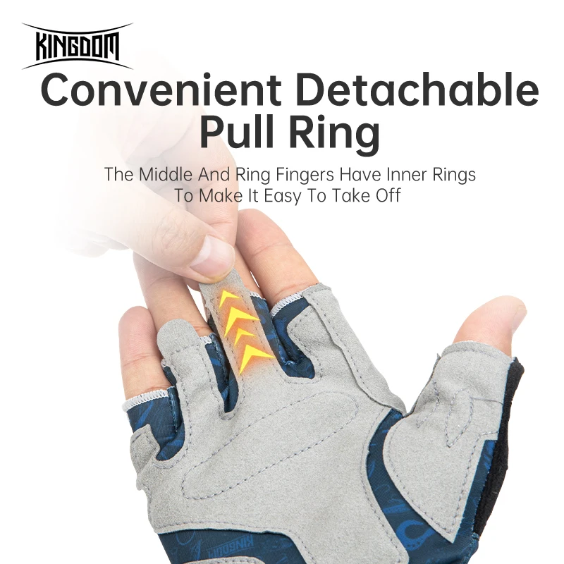 Kingdom Ice Lycra tela antideslizante guantes de pesca deportes al aire libre transpirable ciclismo bicicleta Camping senderismo guante sin dedos - imagen 4