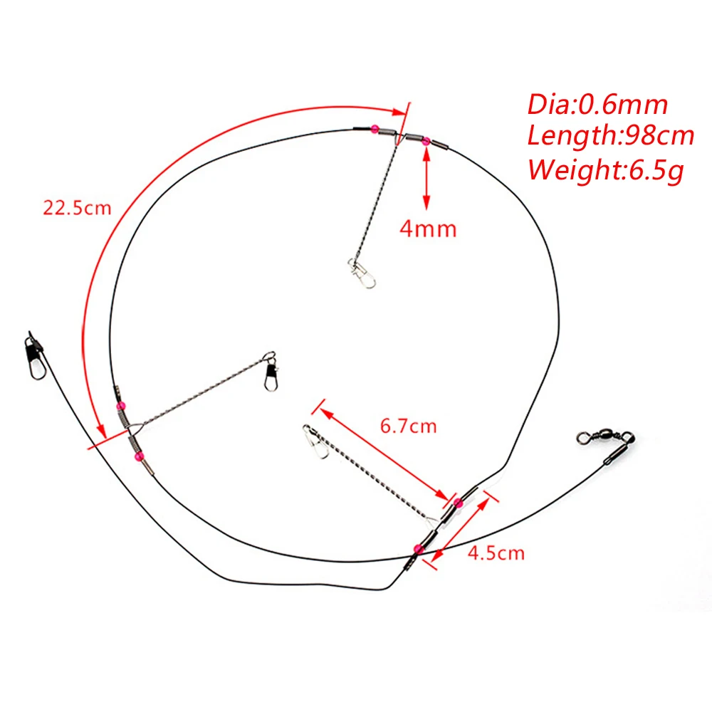 Anzuelos antibobinado de 88cm y 93cm, cuerda giratoria de línea de pesca marina, anzuelos de pesca con guía de acero de 0,6 MM, soporte de equilibrio - imagen 2