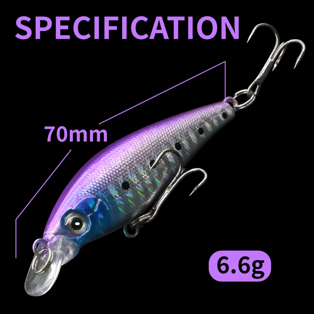 Minnow-Señuelos de Pesca de 7cm, 6,6g, Swimbait, señuelo de trucha, Mini Crankbait, cebo Artificial, accesorios de pesca - imagen 5