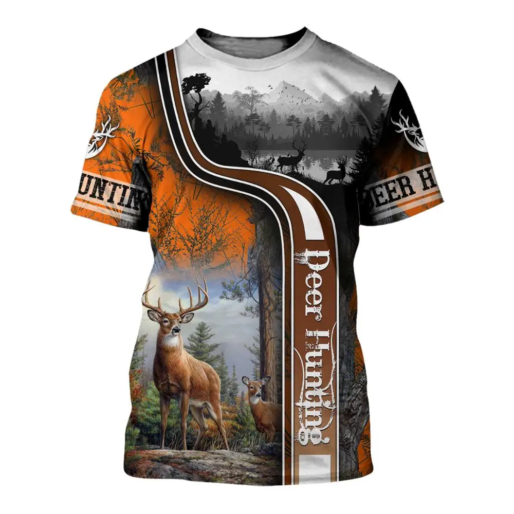 Camiseta de caza 3D con motivos de ciervo y oso – Verano 2025 unisex - imagen 3