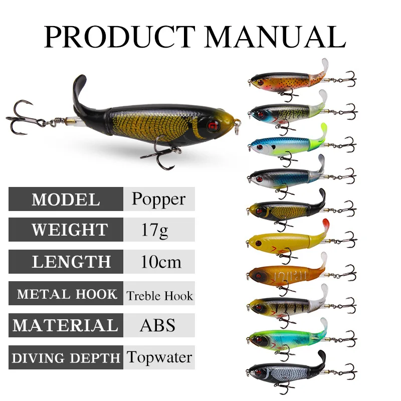 Whopper Plopper de calidad, señuelo de pesca de cola suave giratorio, 16g/17g/35g, 1 pieza