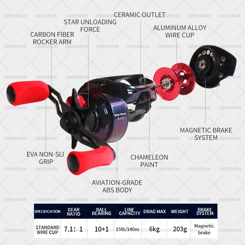 Carrete de pesca de fundición TEASER, relación de engranaje, carrete giratorio de alta velocidad, carrete de fundición para carpa para agua salada, engranaje de latón ultraligero de 18LB 203g - imagen 2