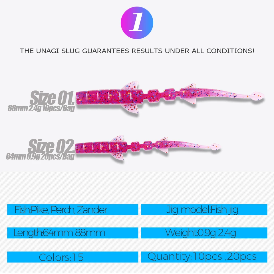 BEARKING UNAGI Slug 64mm 88mm cebos artificiales Wobblers señuelos blandos Shad carpa aparejos de pesca de silicona - imagen 2