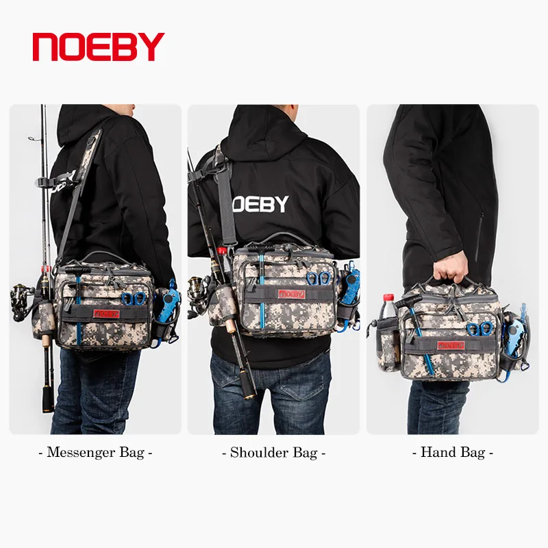 NOEBY-Bolsa de aparejos de pesca multifuncional de nailon, caja de señuelos de alta capacidad, bolsa para exteriores para barco, accesorios de pesca, 45*23*17cm - imagen 3