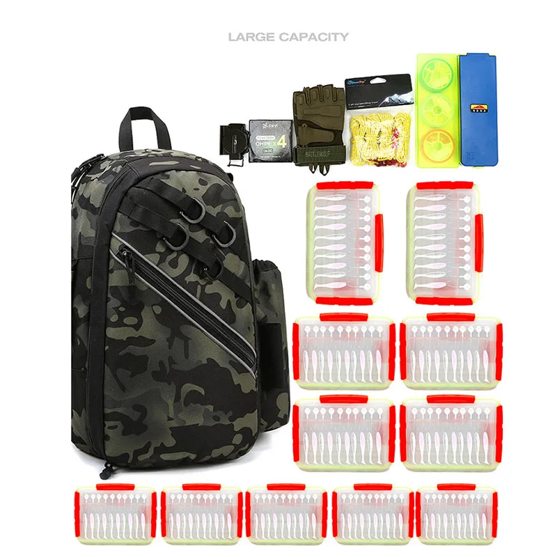 Bolso táctico de camuflaje para hombre, nuevo señuelo de pesca, conducción al aire libre, escalada, bolsa de pecho multifunción, cruzado, bolsa de equipo de pesca XA655G - imagen 5