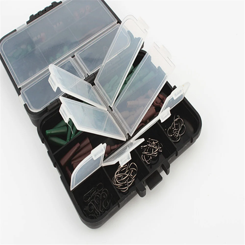 1 Juego de aparejos de pesca de carpa, caja de Clips de plomo/cuentas/ganchos/tijeras/apretado/mangas antienredos/reguladores, cebos giratorios, juegos de aparejos terminales - imagen 5