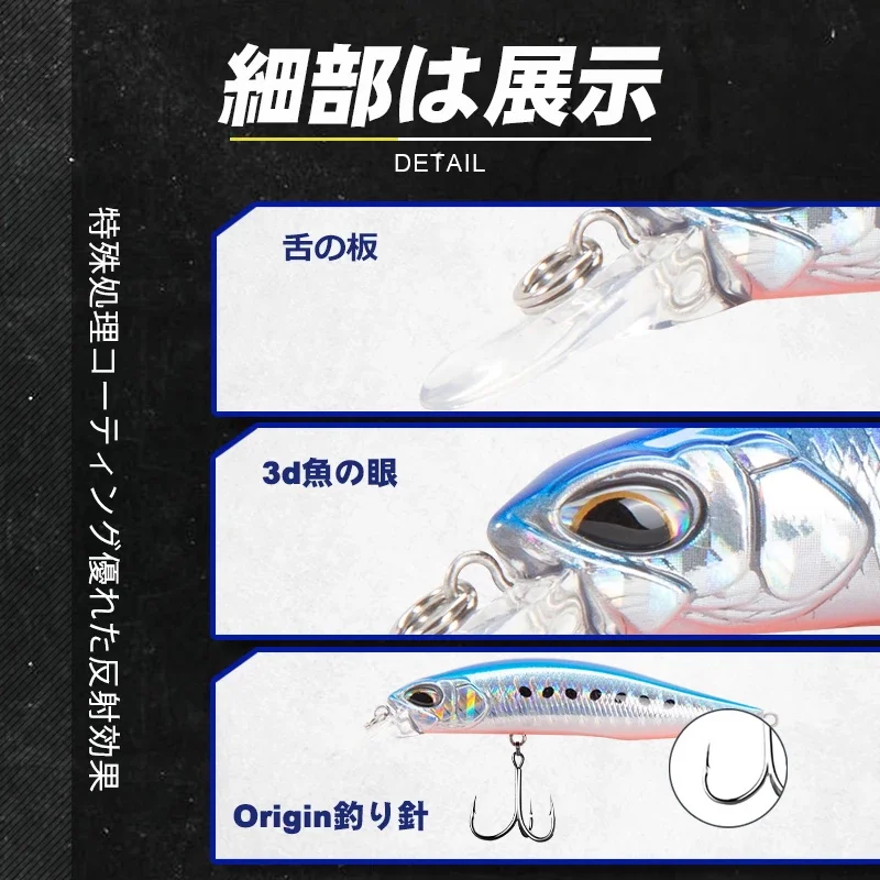 Señuelos de pesca D1 Realis Minnow, Wobblers artificiales 77F y 8,5g 65S y 5g, cebo duro Jerkbait de profundidad 0,8-1,5 m, aparejos de pesca 2020 - imagen 3