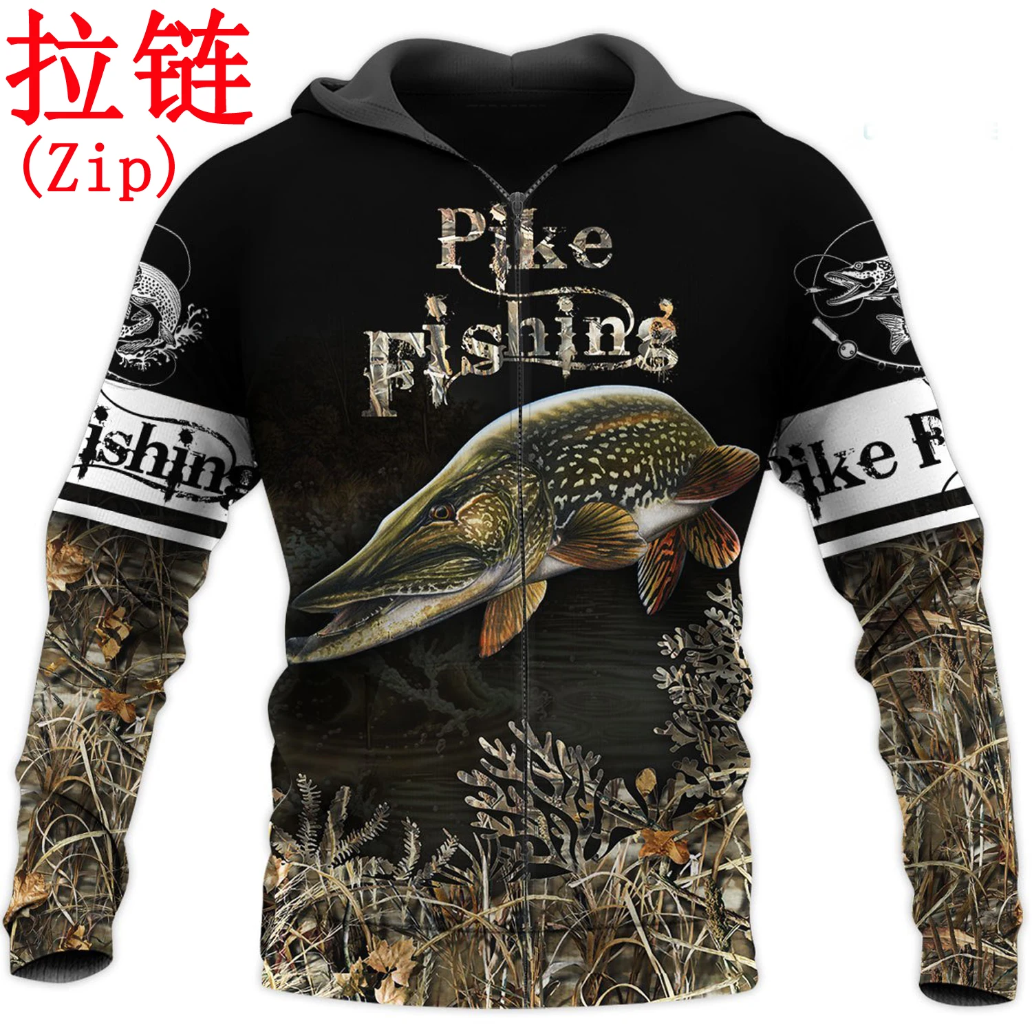 Pesca hermoso patrón 3D completamente estampado Sudadera con capucha para hombre Harajuku moda sudadera Unisex chaqueta Casual pulóver KJ042 - imagen 3