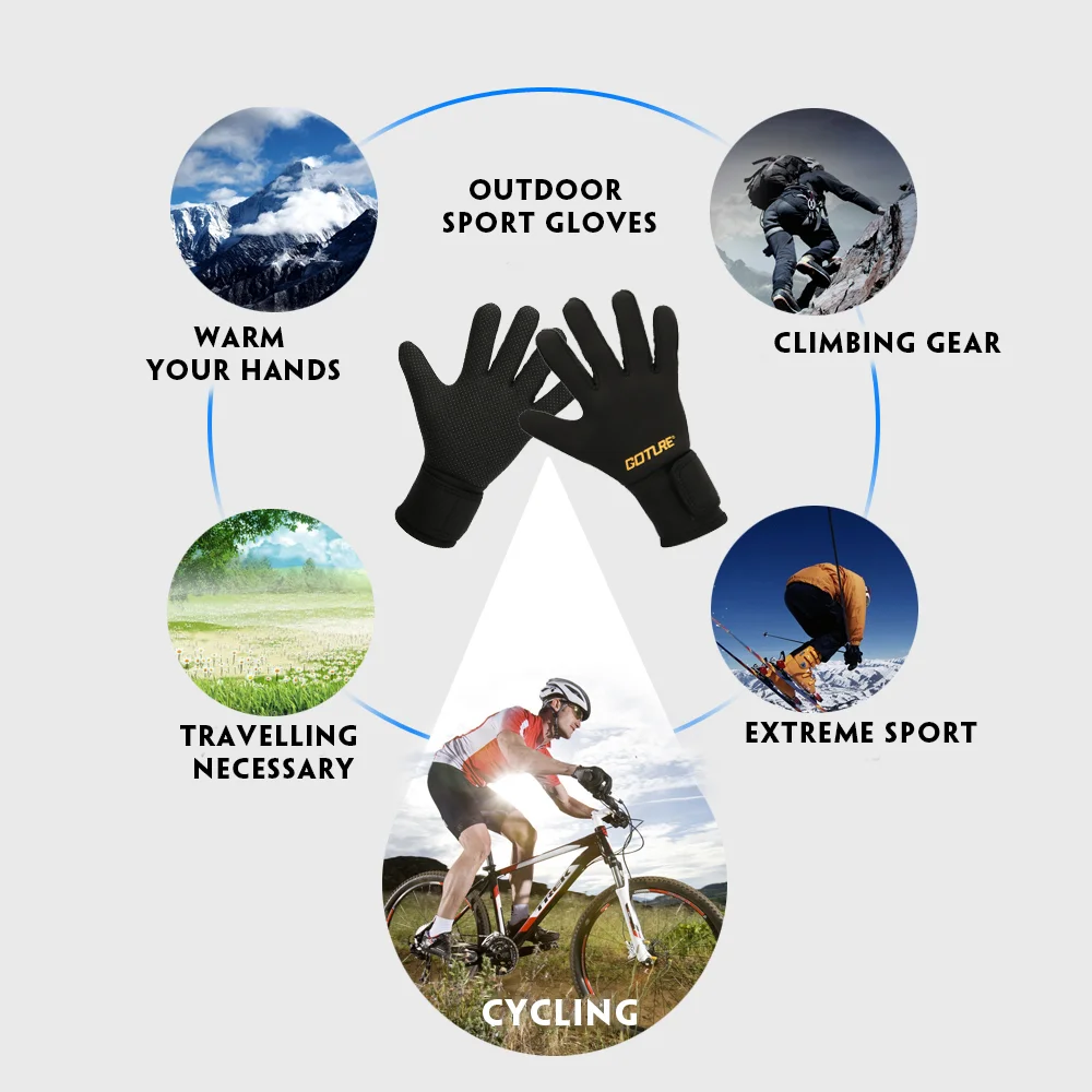 Goture-guantes de pesca impermeables para hombre y mujer, manoplas de dedo completo L/XL para ciclismo, senderismo, escalada, antideslizantes, Invierno - imagen 3