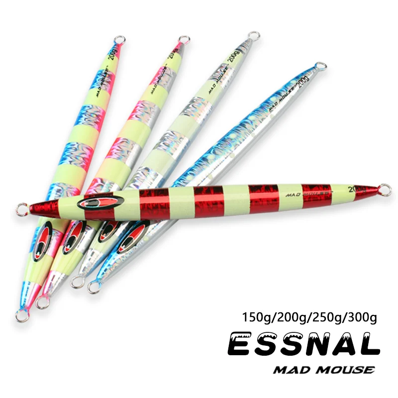 MADMOUSE-señuelo luminoso para pesca en agua salada, plantilla de Metal Vertical de velocidad rápida, 150g, 200g, 250g, 300g, Jigging