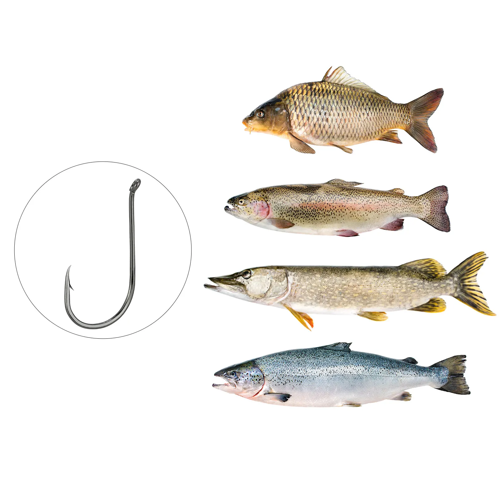 Anzuelo de pulpo de pesca de piezas, cebo vivo Offset, aparejo loco, níquel negro afilado, pesca de Surf, bagre, atún, agua dulce y salada, 100 - imagen 5