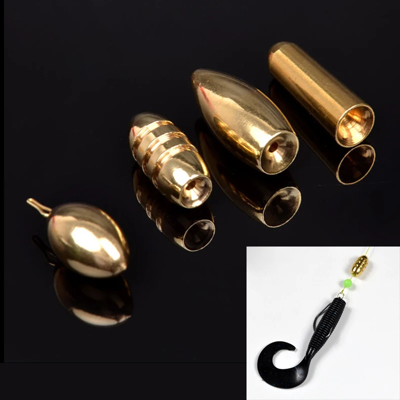 5 uds 1,8g - 21g pesas de bala de pesca plomo de latón para anzuelo de pesca y señuelo Texas Rig accesorios de aparejos 4 modelos - imagen 3