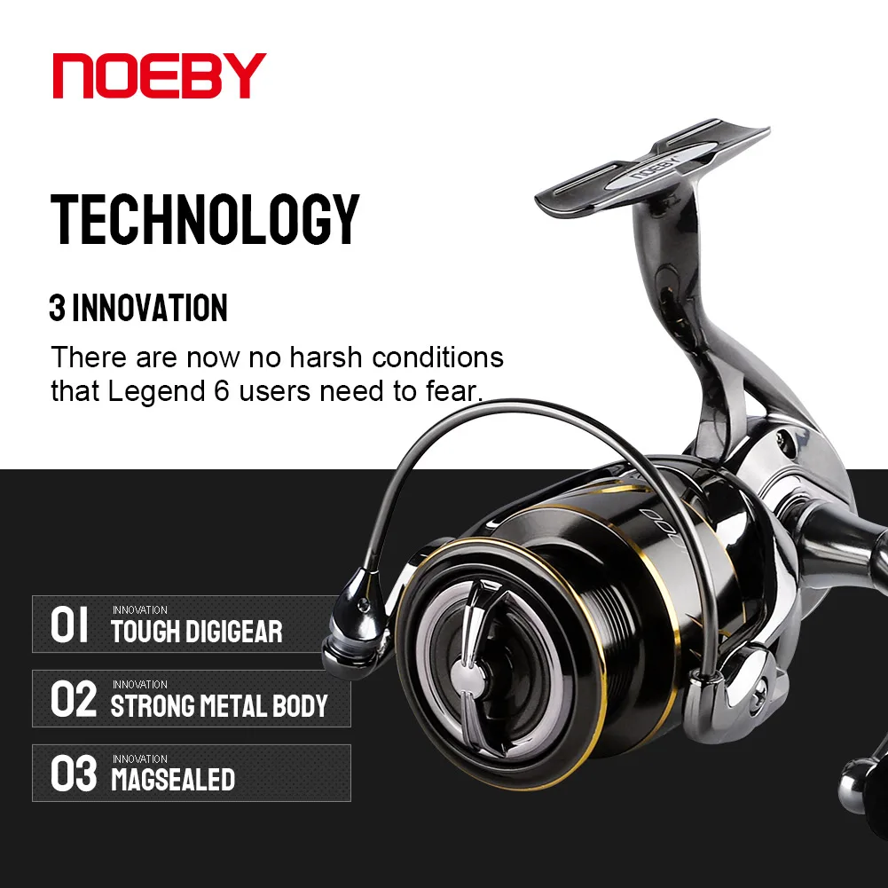 Noeby-carrete de pesca giratorio, bobina de fundición larga de 25kg para carpa, lubina, Lucio, Jigging, 2500, 3000, 4000, 5000, 6000 - imagen 4