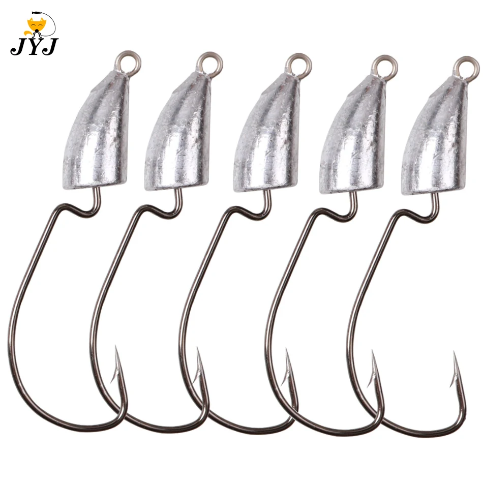 Anzuelo de manivela de bala de imitación, ganchos de cabeza plomada de bala de 5g, 7g, 10g, 14g, ganchos de gusano Offset, accesorios de Texas Rigs, 10 piezas - imagen 5