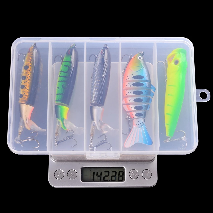 Señuelo de Pesca con ojos 3D para pececillos, Wobbler, Crankbait, aparejos artificiales duros, 5 unids/caja - imagen 5