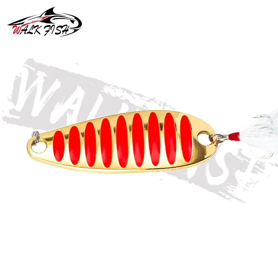 WALK FISH señuelo de cuchara de Pesca, Señuelos duros con pluma de metal, 5g, 7g, 10g, 15g, 20g, 30g - imagen 5