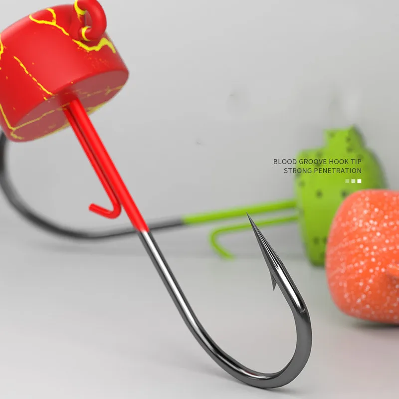 Pesca NED Rig Jig Head Hook pintura colorida 4X gancho de fuerte penetración 1,5g 2,5g 3,5g 5g 7g 10g anzuelos auxiliares anticaída - imagen 3