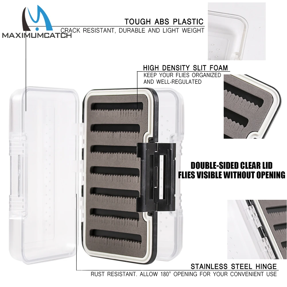 Caja de pesca con mosca Maximumcatch, plástico ABS, doble cara, transparente, impermeable, 150*105*45mm - imagen 5