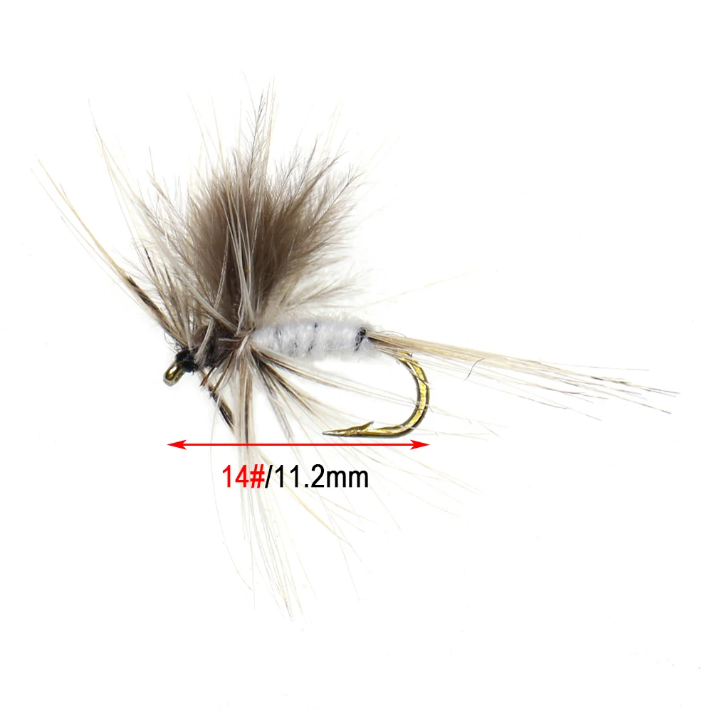 ICERIO 8PCS 16PCS Mosquito gris Mayfly Moscas secas Trucha Señuelos de pesca con mosca # 14