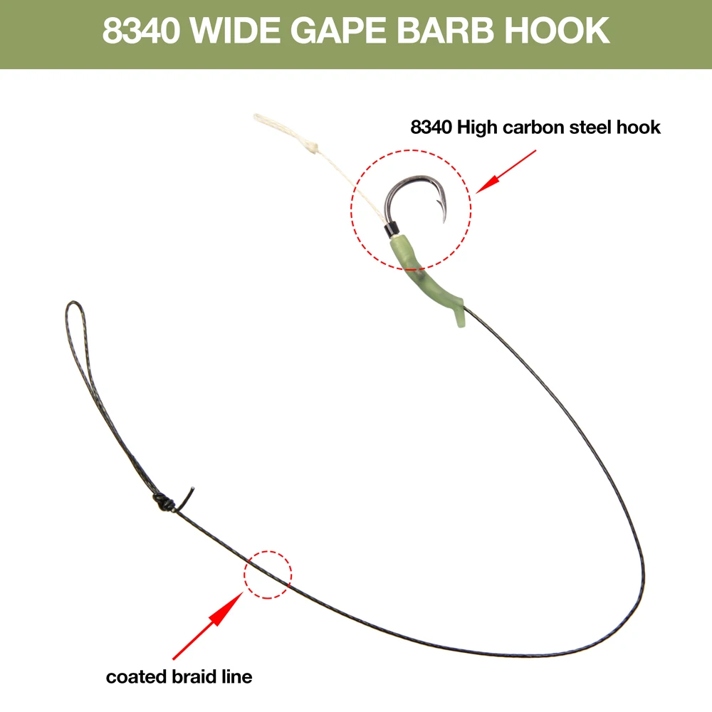 Aparejo de pelo de pesca de carpa, línea recubierta, aparejo de pelo de carpa con púas, gancho de carpa, antienredos, mangas, Conector de pesca, 36 Uds. - imagen 4