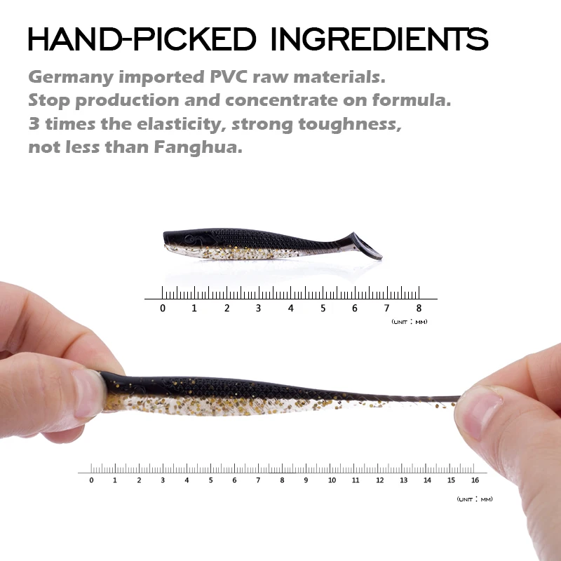 Hanlin-Señuelos de Pesca de silicona, cebos artificiales Wobblers de doble Color, aparejos de pesca de lubina y Lucio, 10/20 piezas, 70mm/2,8g - imagen 3