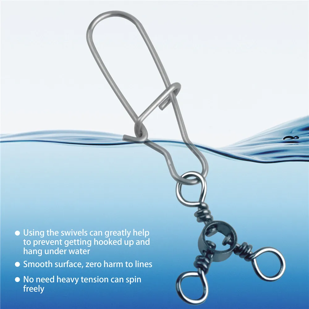 60 Piezas de Conectores Giratorios de Pesca de 3 Vías, Cierres de Acero Inoxidable con Doble Bloqueo, Forma de T, para Aparejos de Pesca de Bagre, Señuelos de Pesca - imagen 5