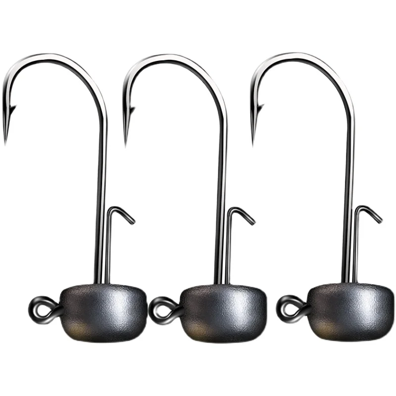 Anzuelo con cabeza de anzuelo NED para pesca, anzuelos con soporte auxiliar anticaída fuerte, anzuelo de gusano con cola en T de plomo para pez mandarín