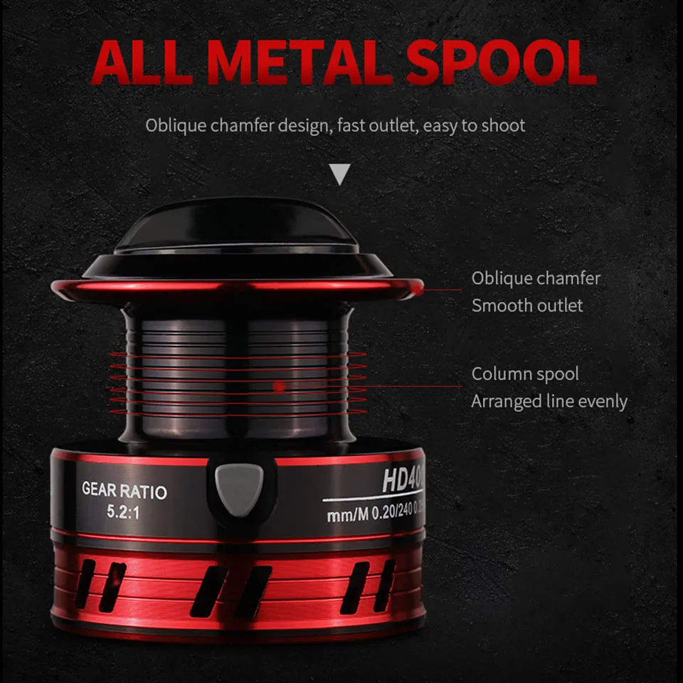 WALK FISH-carrete de pesca giratorio, bobina de Metal de alta velocidad, HD1000-7000, 8kg, 5,2: 1 - imagen 2