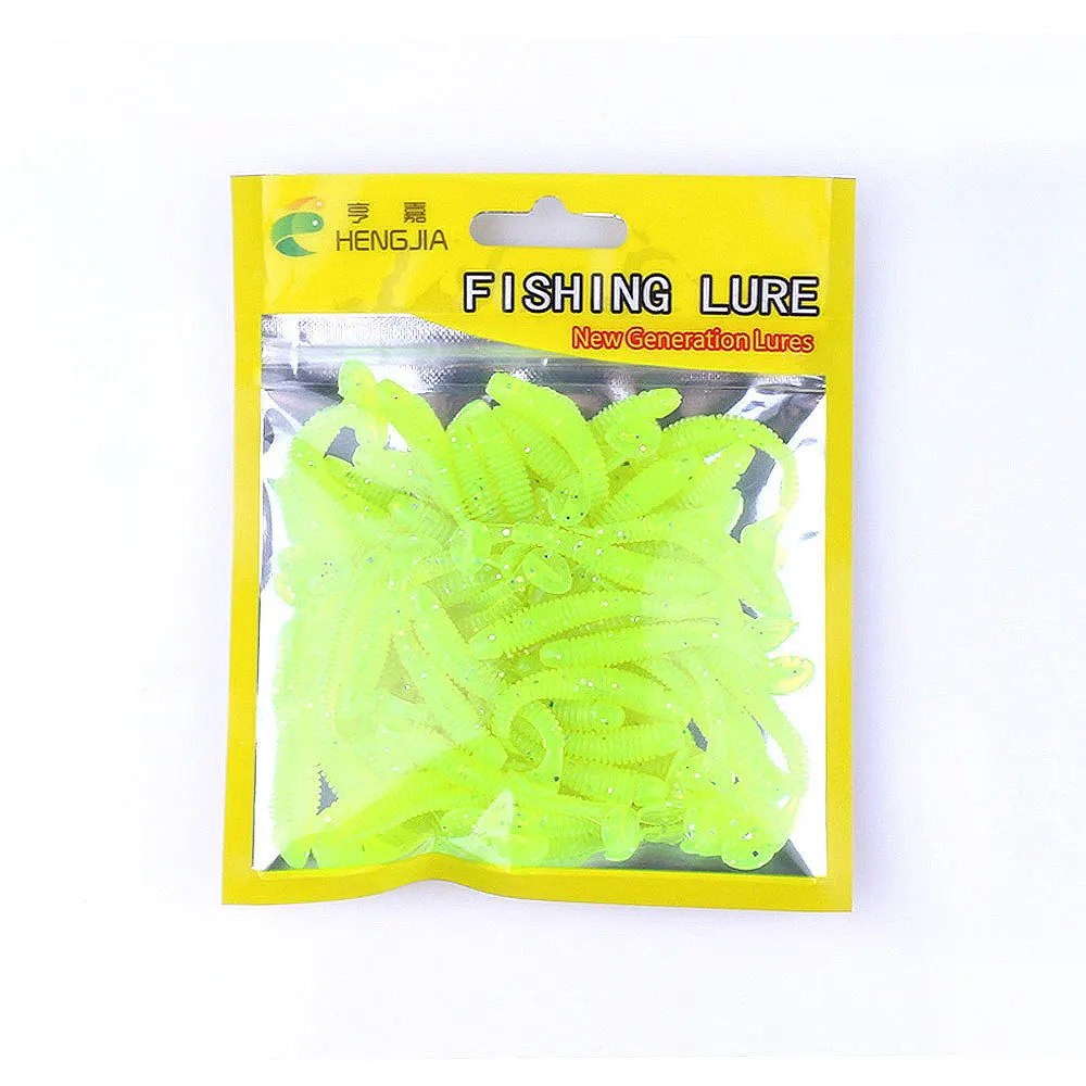 50 unids/lote gusano T cola señuelo suave 5cm 0,8g cebo Artificial de silicona Swimbait agua salada Jig Head Wobblers carpa aparejos - imagen 5