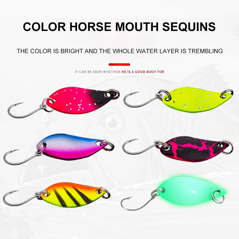 Señuelo de pesca de lentejuelas, cebo de Metal colorido, cuchara Wobbler señuelo luminoso tiro largo, cebos de pesca de hielo de invierno, 2,5g/3,5g/5g, 1 Uds. - imagen 2