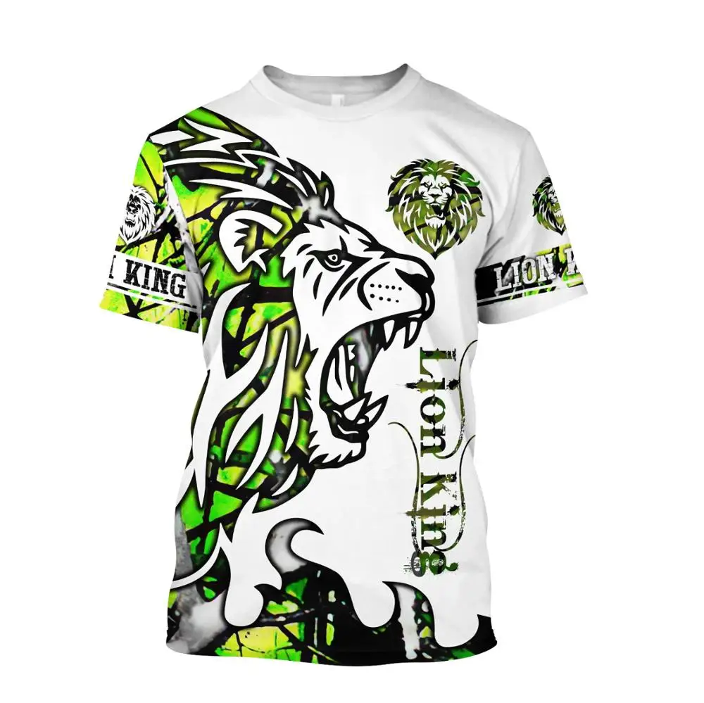 2025 verano moda camiseta para hombre amor León 3D impreso Harajuku camisetas de manga corta Unisex Casual ropa de calle tops KJ0146 - imagen 2