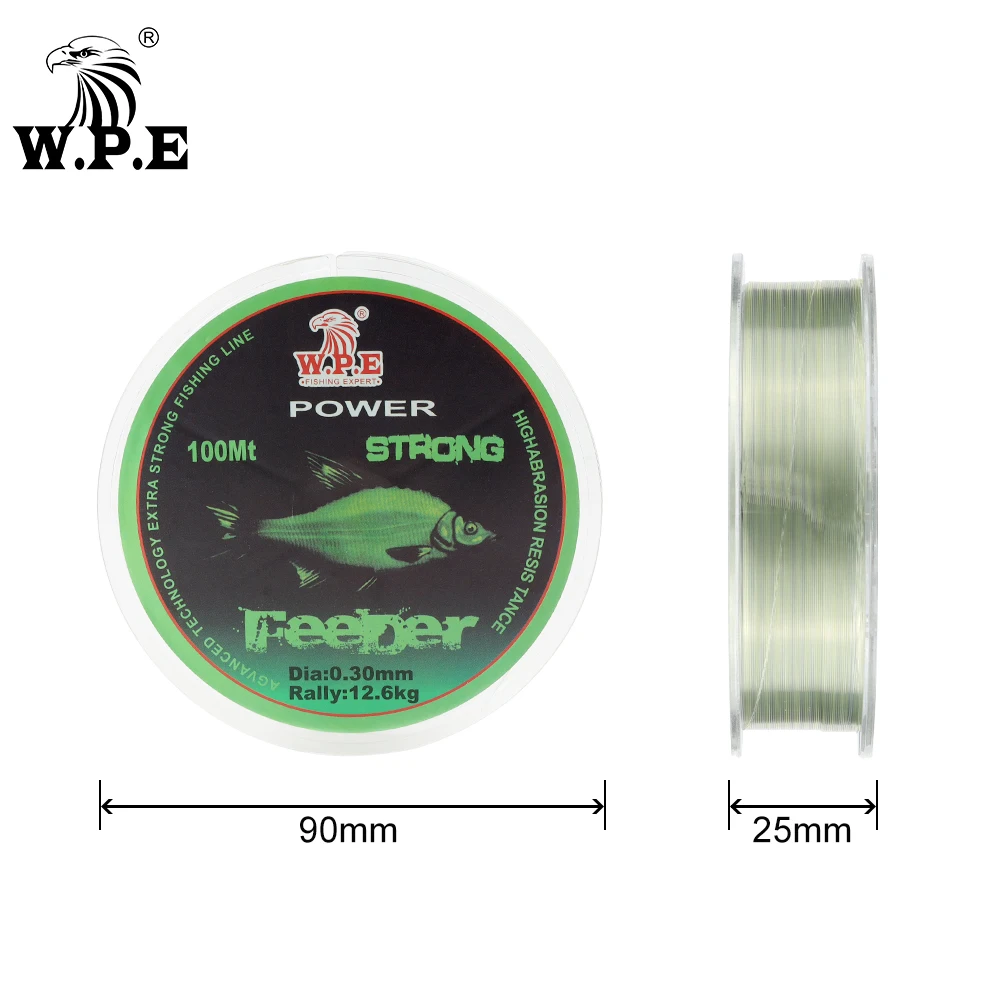 Línea de pesca de nailon W.P.E FeeDer, 100m, 0,20mm-0,60mm, monofilamento súper fuerte, 6,02-37kg, línea principal de carpa, accesorios de pesca - imagen 2