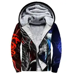 Sudadera de pesca Unisex Dragón y Lobo - Estampado 3D térmica