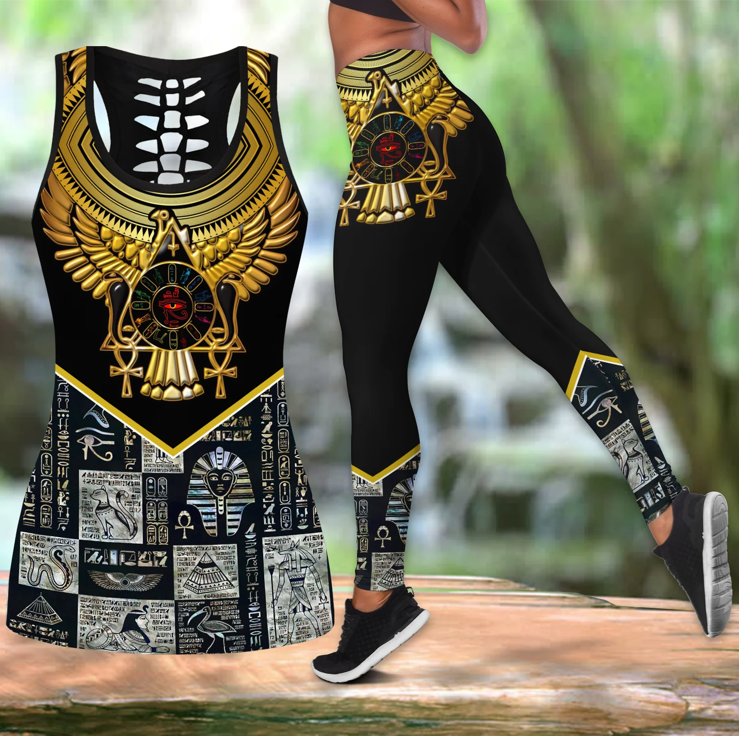 Set deportivo 3D Horus egipcio – Top y leggings mujer - imagen 4