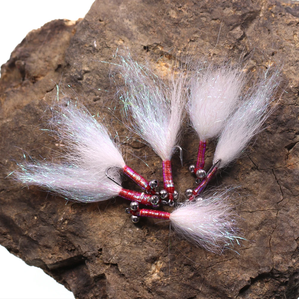 Wifreo-señuelo de pesca de trucha de salmón, trucha, lubina de mar, pececillos, moscas de pesca con mosca, Serpentina de dobladillo de hielo, mosca Bucktail Artificial, 10 Uds.