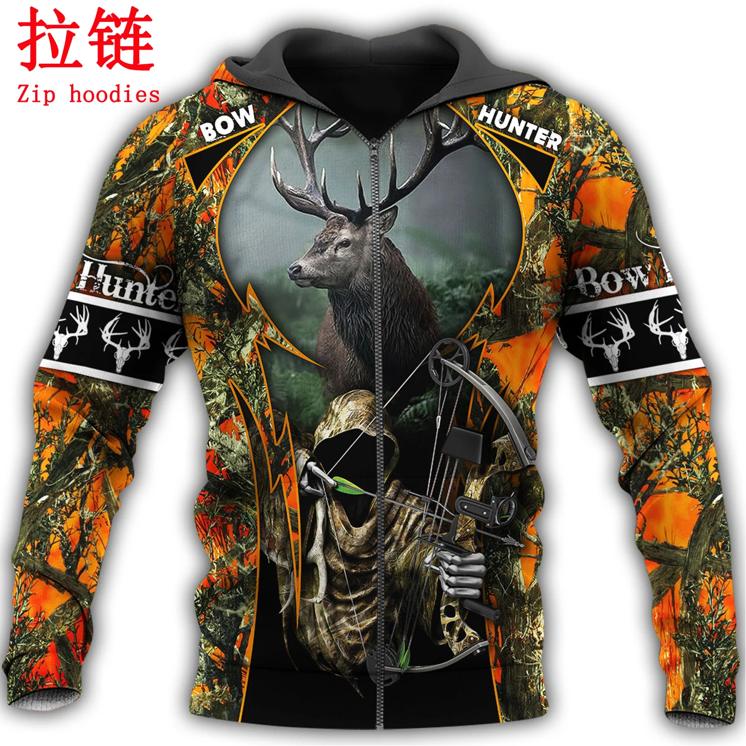Sudadera de pesca KJ071 camuflaje 3D con capucha – ropa outdoor - imagen 5