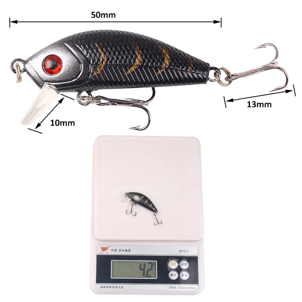 1PCS Minnow Vissen Lokken 50mm4.2g Topwater Harde Aas Wobbler Jig Aas Crankbait Karper Gestreepte bas Pesca visgerei SwimBait - imagen 5