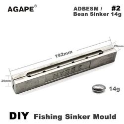 Agape molde de plomo para sinker tipo frijol cavidades múltiples