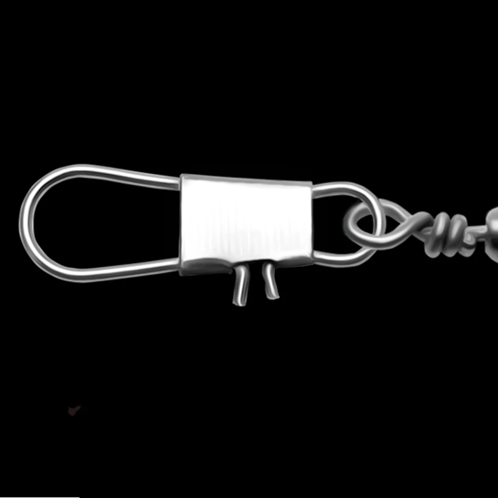 100 piezas 4-12 #   Interlock Snap Pin rodamiento de bolas giratorio anillos sólidos conector de pesca gancho de barco bueno para herramienta de señuelo de pesca - imagen 5