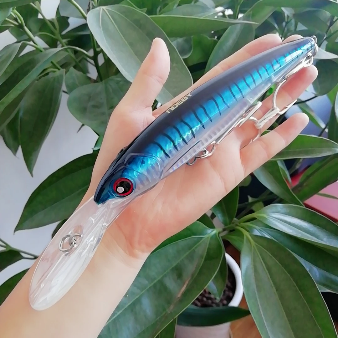NOEBY 5 uds Señuelos de Pesca Trolling Minnow 16cm 73g 12cm 30g 14cm Wobblers de hundimiento lento cebo duro para Lucio señuelo de pesca de agua salada - imagen 5