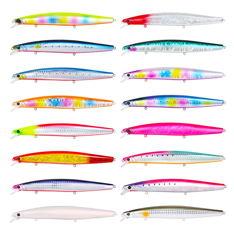 TSURINOYA 163S Ultra larga fundición hundimiento Minnow señuelo de pesca de mar STINGER 163mm 34,2g lubina atún agua salada cebos duros grandes - imagen 5