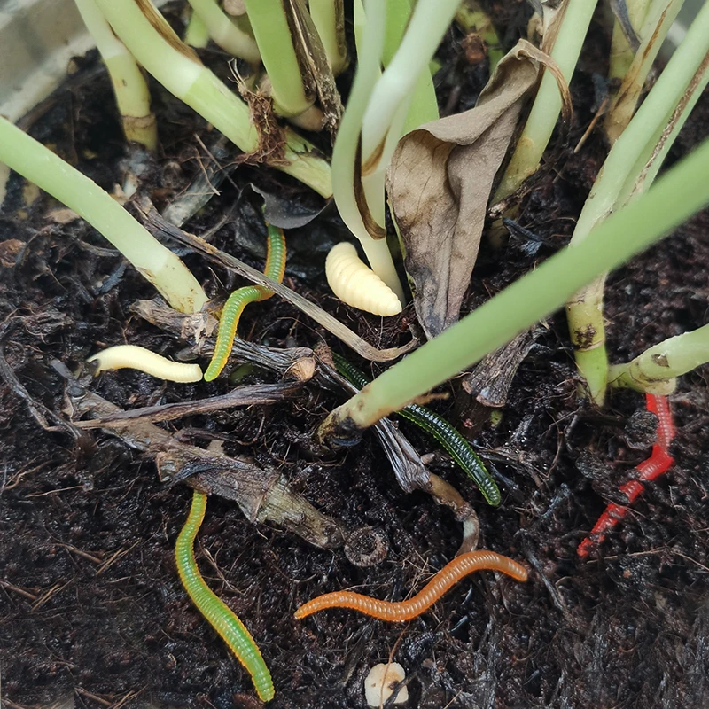 ZURYP Señuelo suave de gusano rojo realista, gusano de tierra, pesca de hielo en invierno, cebo Artificial de silicona, anzuelo de Camarón, aditivo para carpa de lubina, 20 piezas-100 Uds pesca de verano. - imagen 5