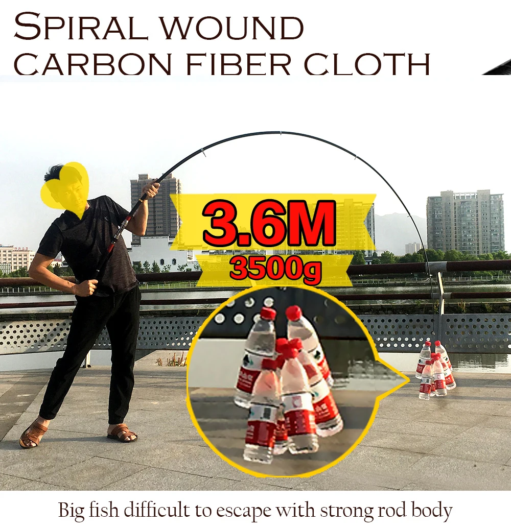 GHOTDA-alimentador de caña telescópica de fibra de carbono, 2,1 M-3,6 M, Tonality: varilla giratoria superdura - imagen 3