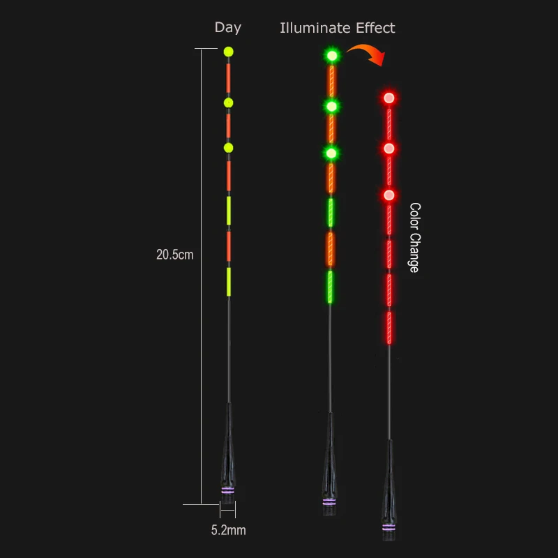 WLPFISHING, 1 unidad, flotadores de pesca, antena de alto brillo, flotador luminoso LED eléctrico, colas intercambiables, Bobbers de pesca nocturna - imagen 4