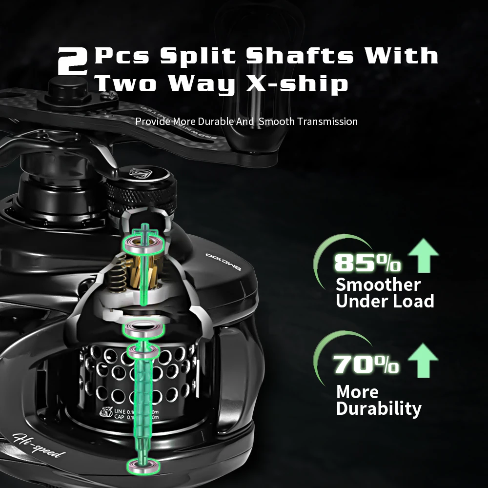 BMC100-carrete de Baitcasting con Drag Clciker 150: 1 de alta velocidad, potencia de arrastre de 5KG/11lb, 11 + 1 BB, 8,1g - imagen 4