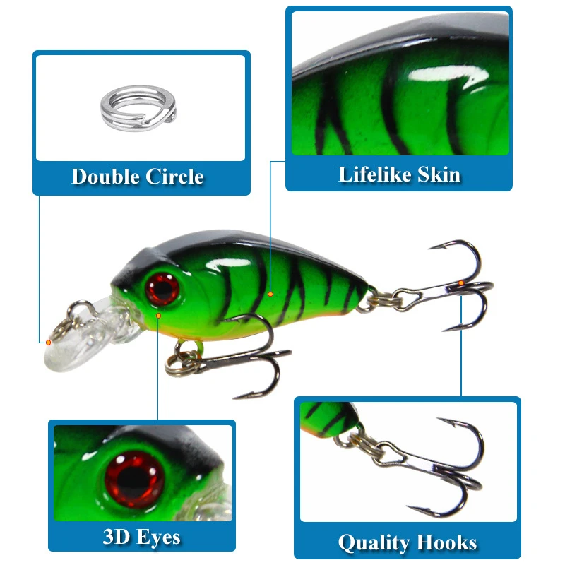 Mini juego de señuelos Crankbaits 4,5 cm 3,8g Señuelos de pesca cebos artificiales duros con aparejos de pesca cebos de pesca 5 unids/caja Venta caliente - imagen 5