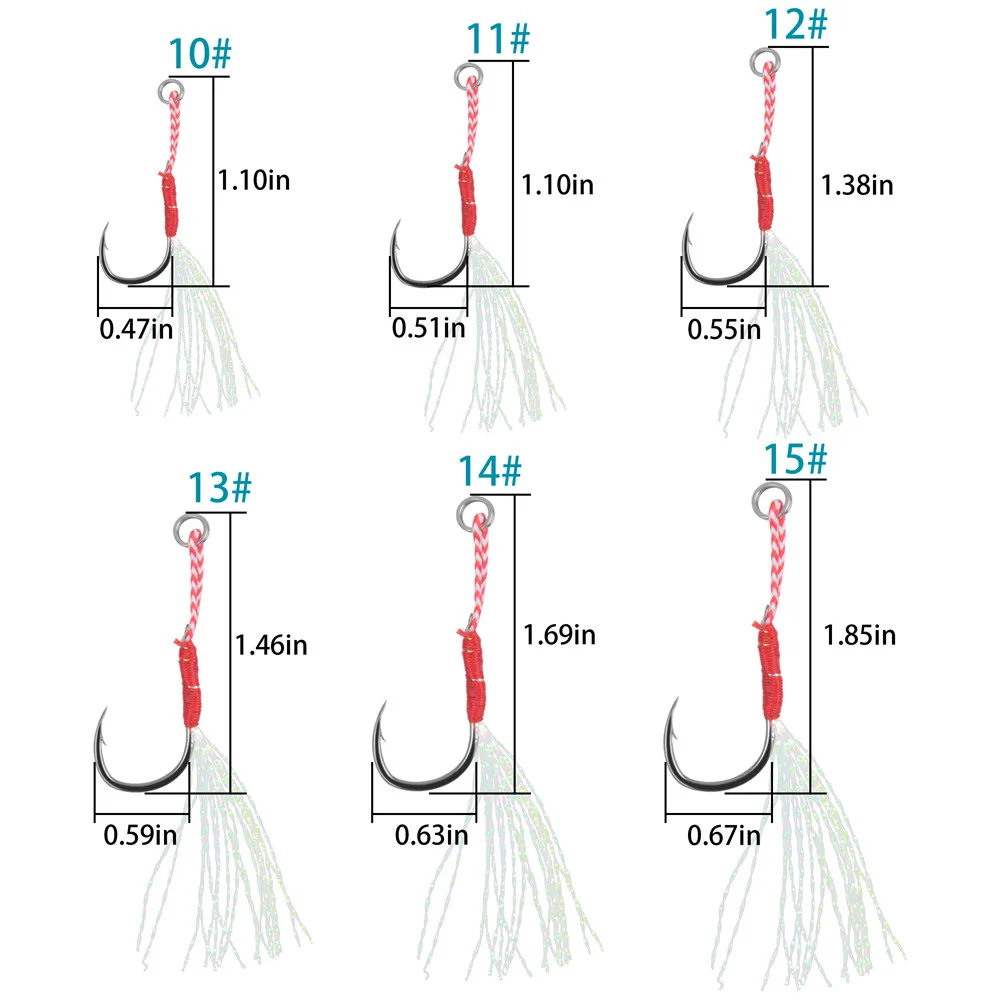 Anzuelo de pesca con púas, señuelo de pesca de Jigging lento, con cabeza fundida, atado con pluma de acero al carbono, 100 unids/lote - imagen 2