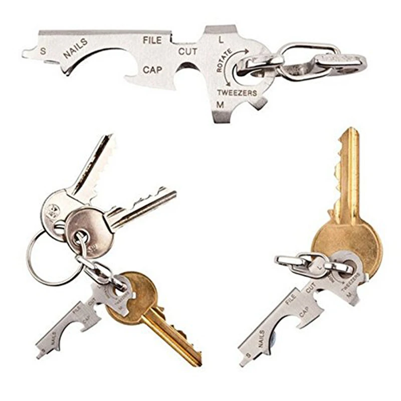 KeyTool-Llavero táctico de acero inoxidable 8 en 1, multiherramienta de bolsillo portátil EDC - imagen 4